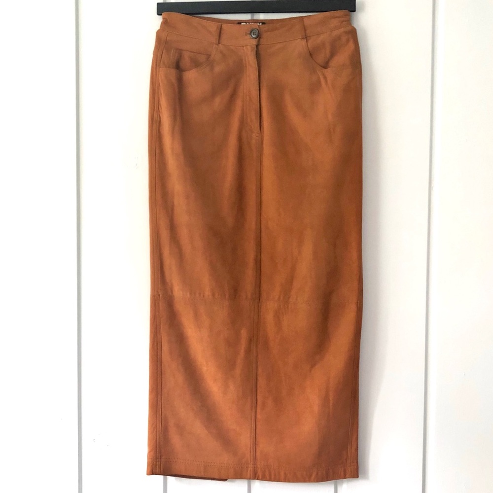 Vintage DKNY 100% Suede Leather Skirt